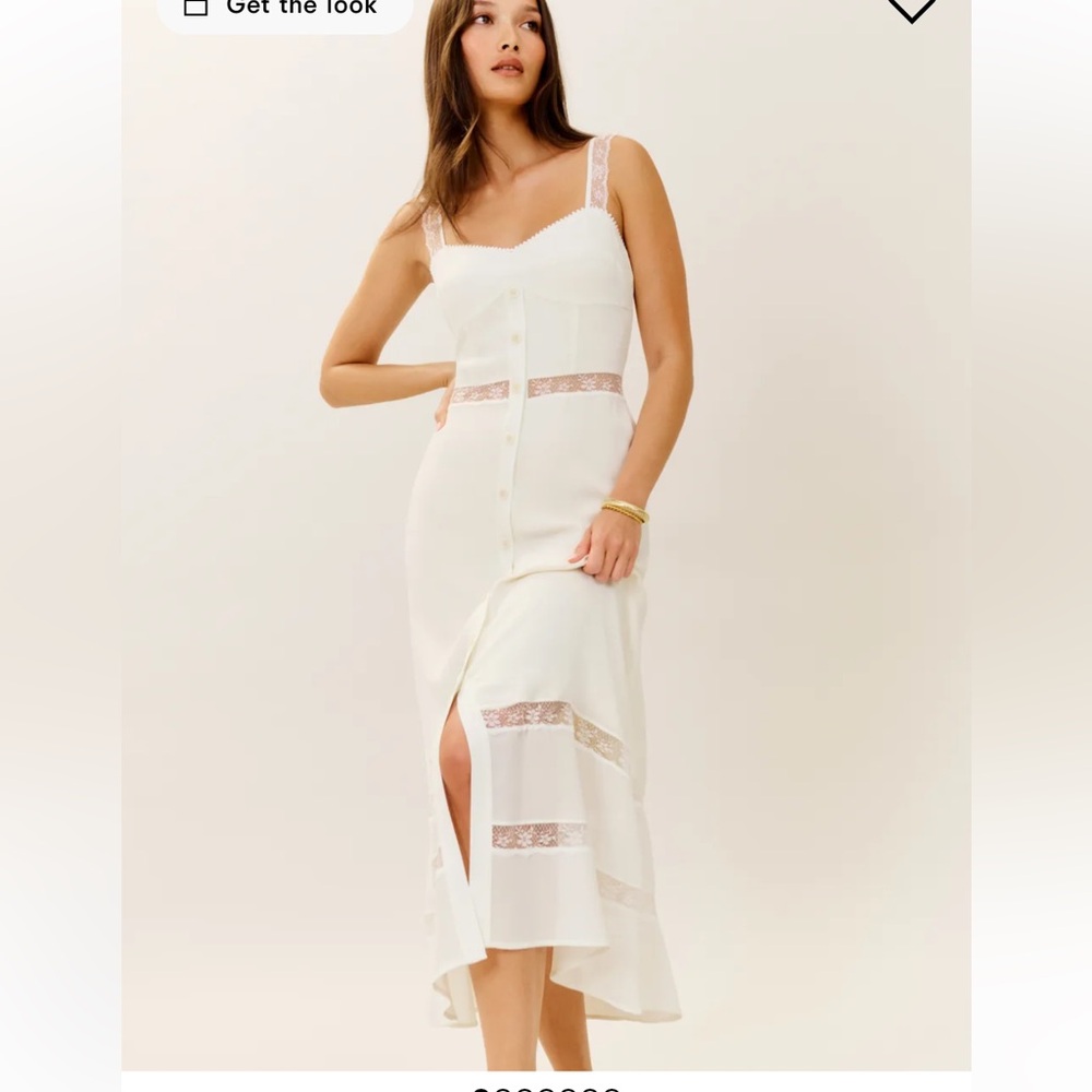Reformation Wynton Cream Lace-Trimmed Dress Size 6